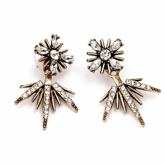 Jewelry - Antiqued Gold Crystal Studs w/Matching Jackets